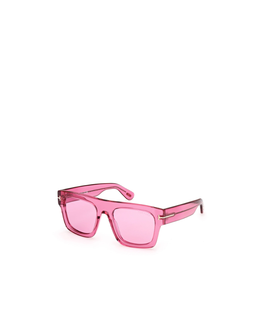 Tom Ford Fausto Square Semi-transparent Acetate Sunglasses In Pink