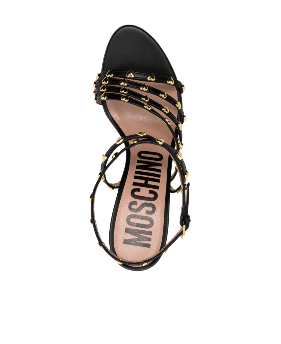 Moschino 90mm Stiletto Heel Leather Sandals In Black