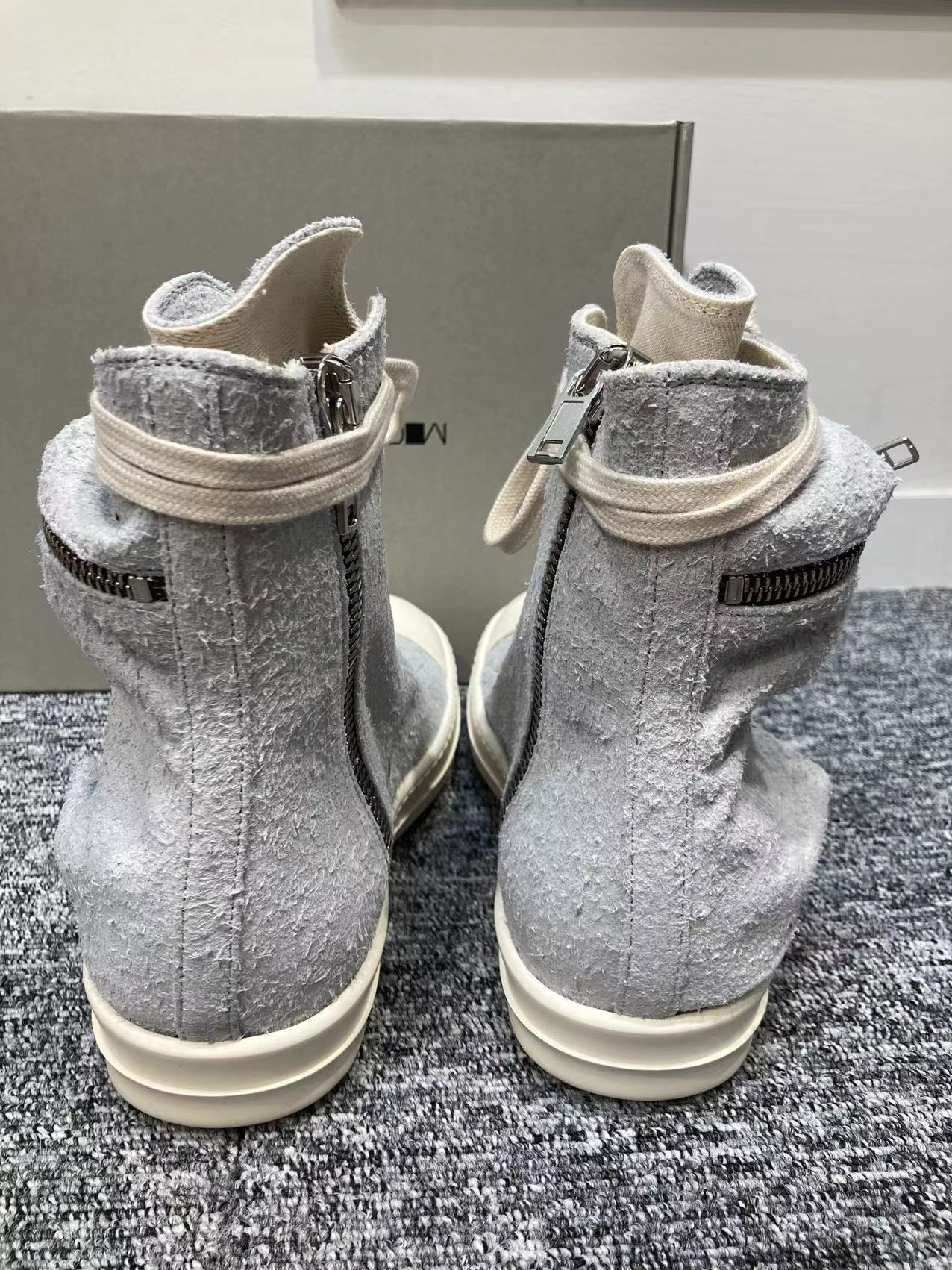 Rick Owens Drkshdw Tie High-top Casual Sneakers In Gray
