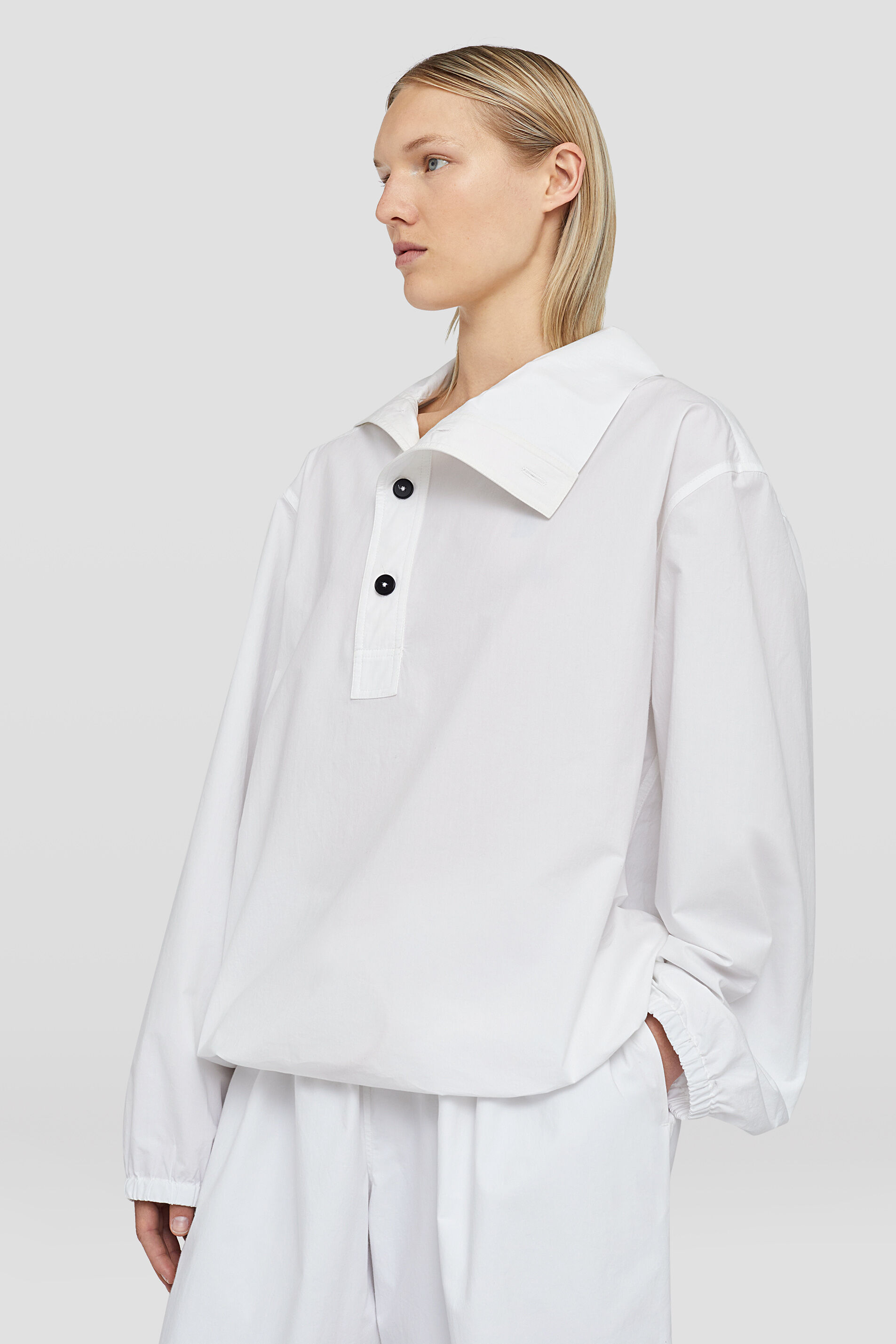 Jil Sander Funnel-neck Asymmetric Blouse In White