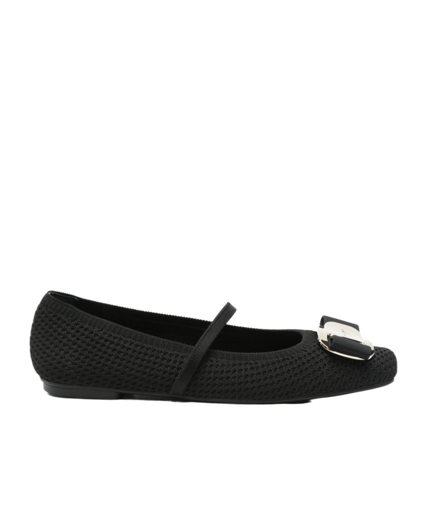 Ferragamo Square Toe Ballet Flats In Black