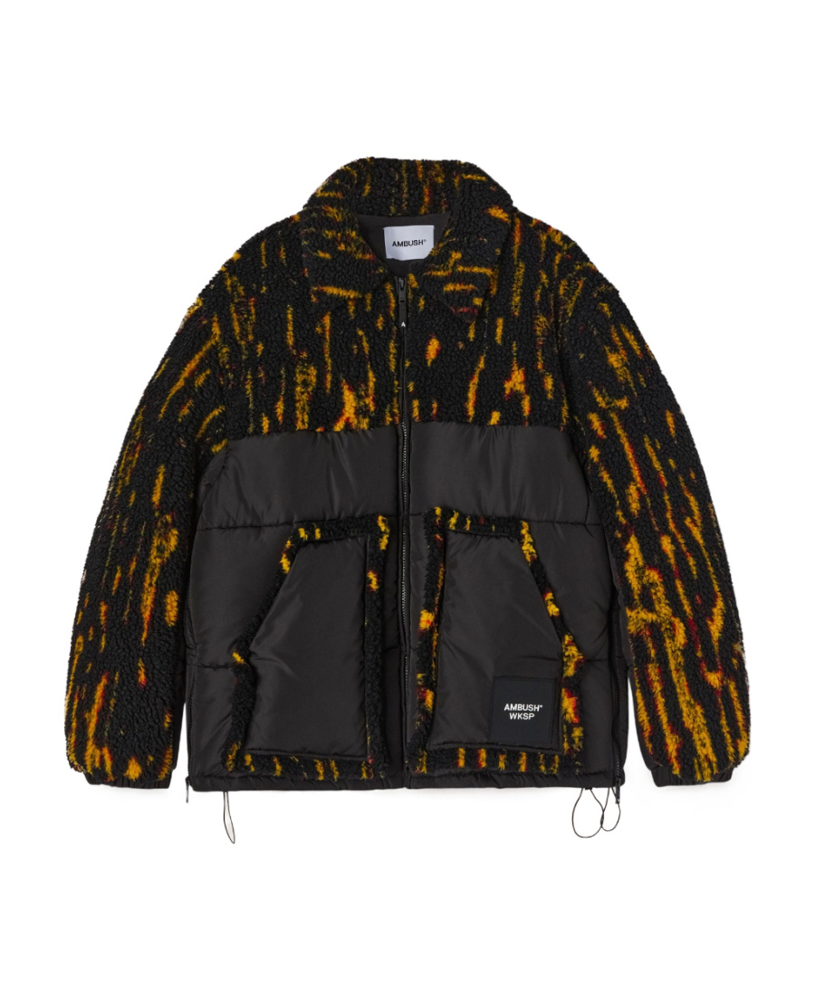 Ambush Multicolor Abstract-print Panelled Jacket In Black