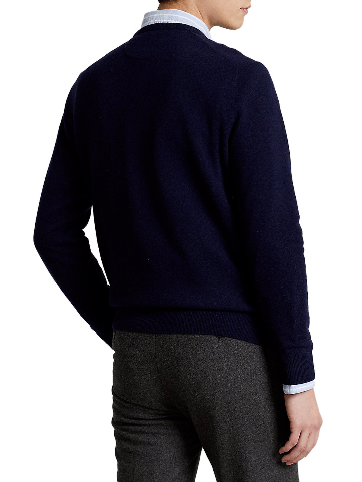 Polo Ralph Lauren Blue Crewneck Sweater With Pony Logo Embroidered On The Front In Black