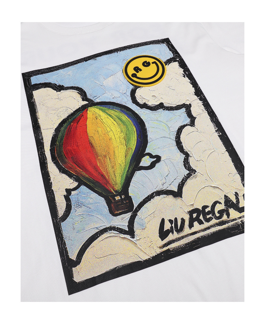 Liuregali Hot Air Balloon Oil Painting Short-sleeved T-shirt In White