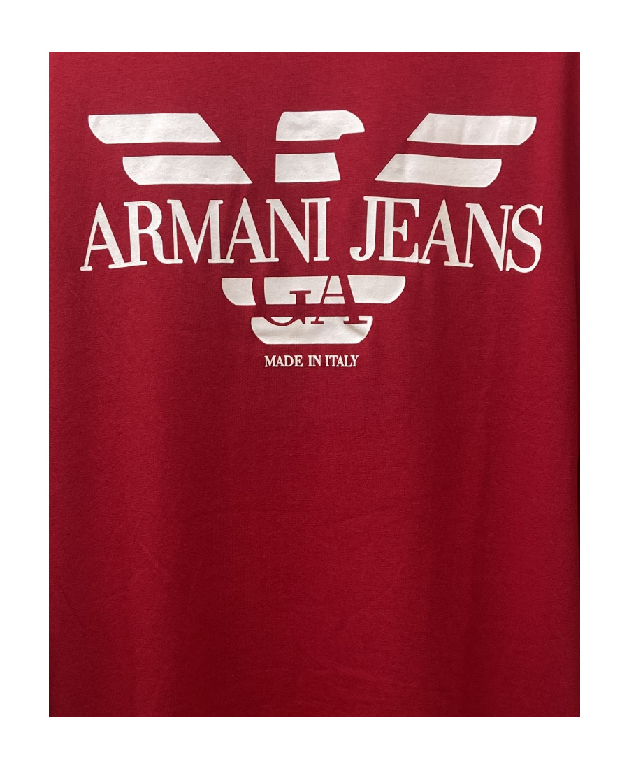 Armani Jeans Logo T-shirt With Round Neck In Red