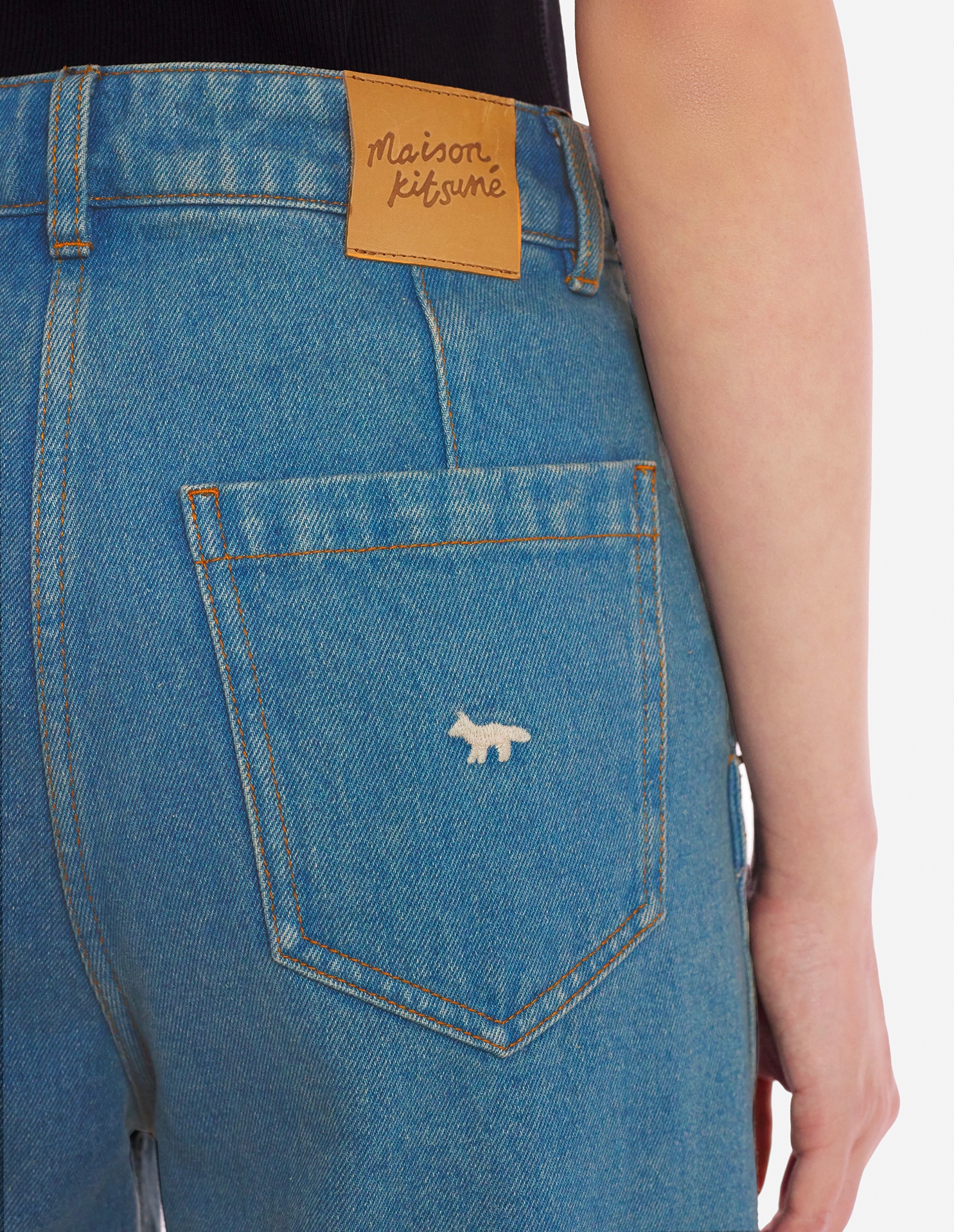 Shop Maison Kitsuné Belt-loop Jeans In Blue