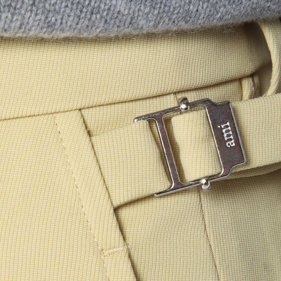 Ami Alexandre Mattiussi Wide Lime-coloured Wool Trousers In Neutral