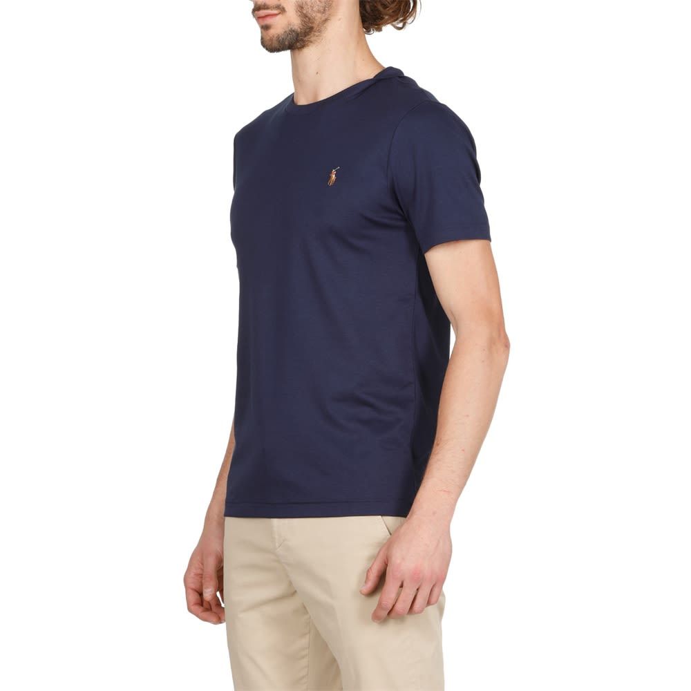 Polo Ralph Lauren Custom Slim-fit In Pima Cotton T-shirt In Blue