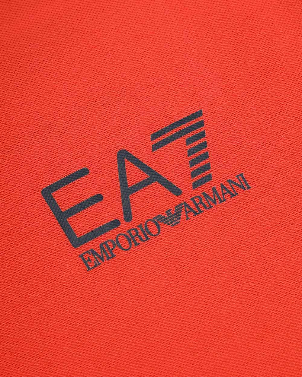 Ea7 Logo Printed Polo Shirt In Red