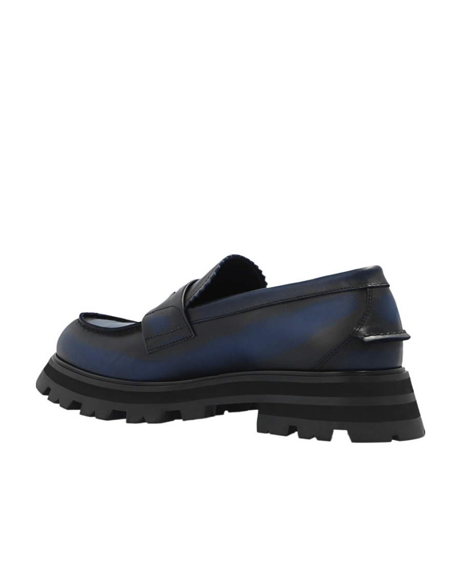 Alexander Mcqueen Ridged Swirl-design Leather Loafers In Black