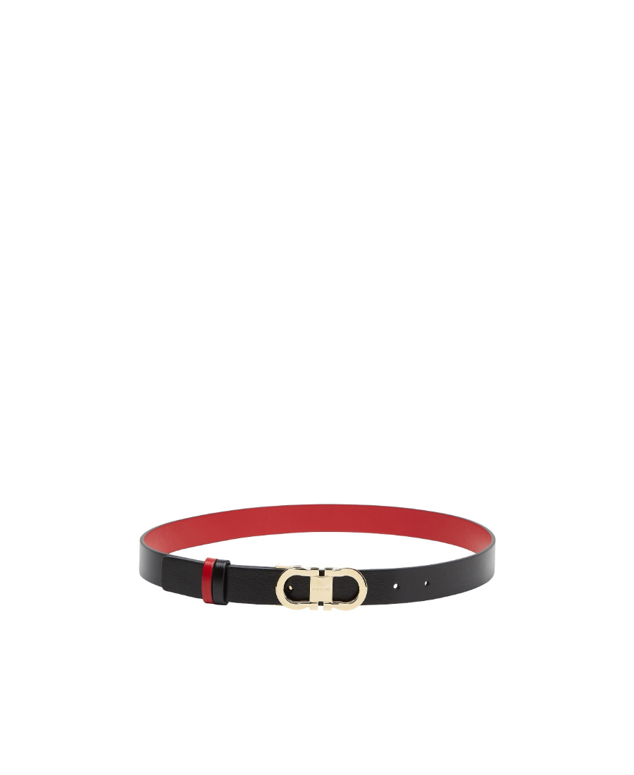 Ferragamo Smooth Leather Reversible Gancini Belt In Black