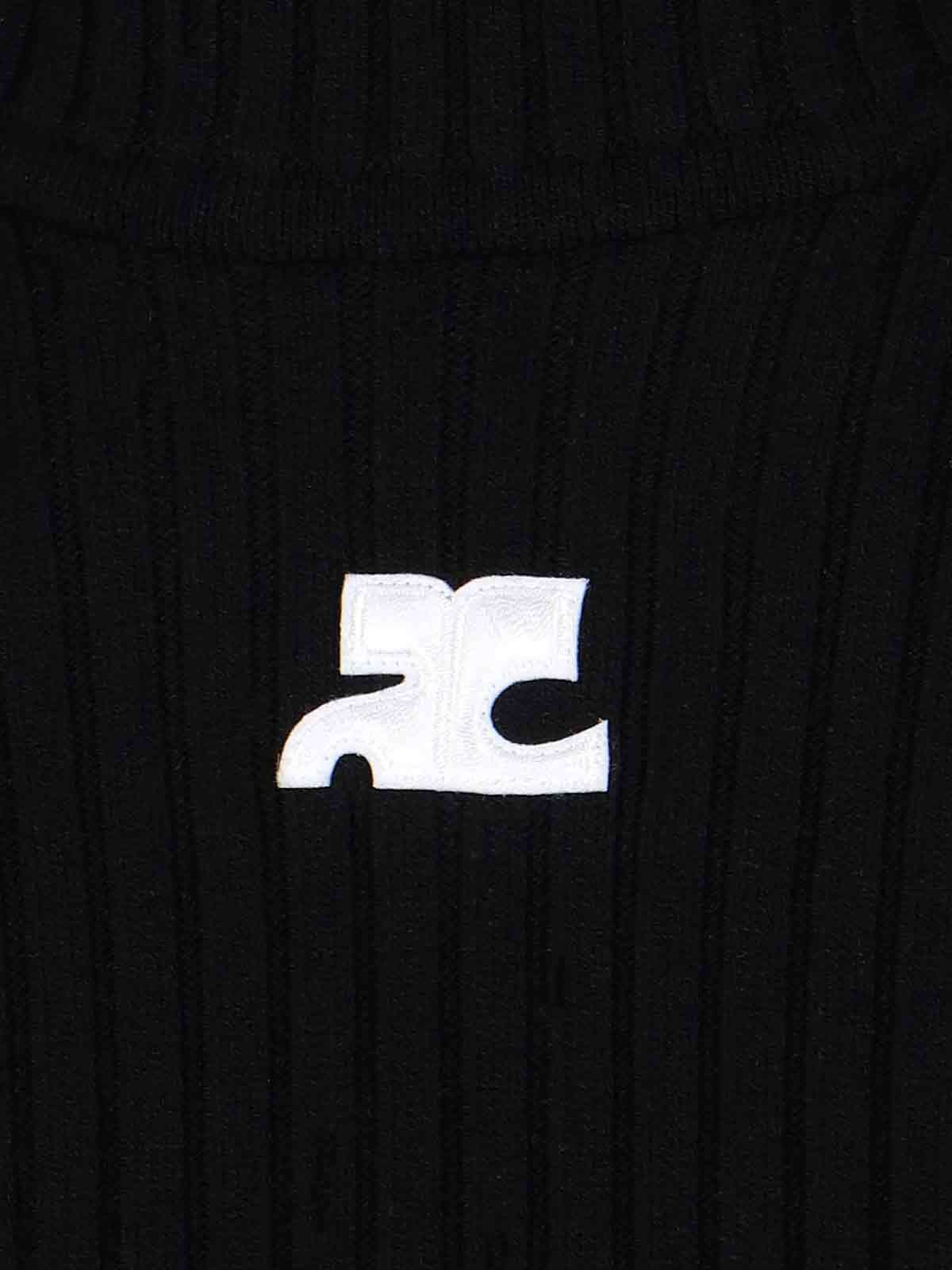 Courrèges Logo-print Knitted Top In Black