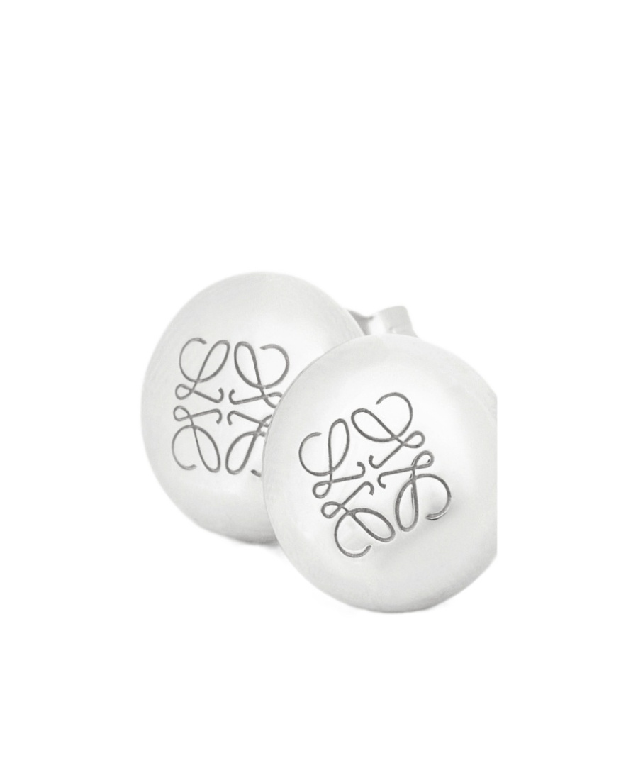 Loewe Anagram Pebble Engraved Earrings In Gray
