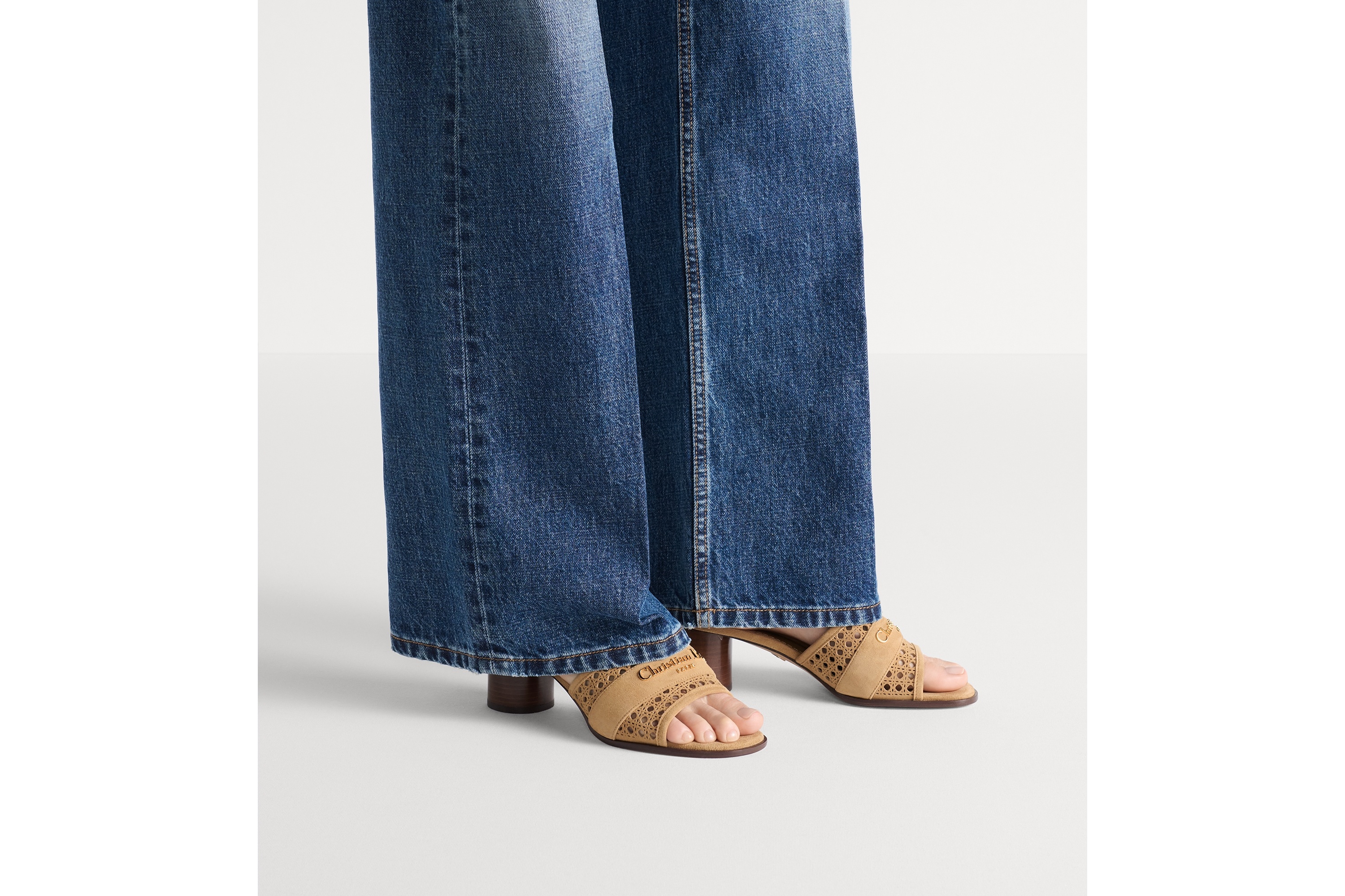 Dior D-lane High Heel Sandals In Neutral