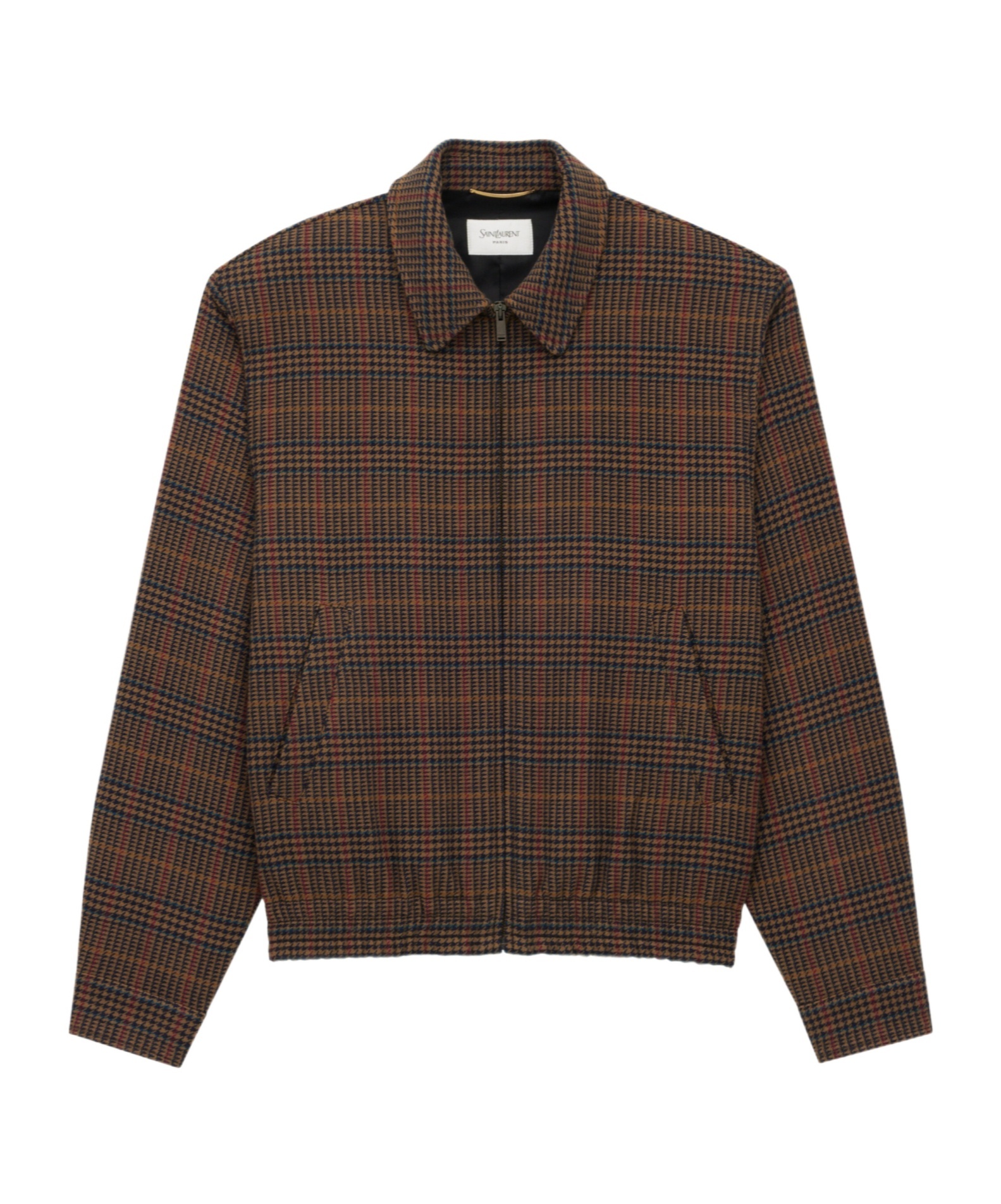 Saint Laurent Jacket In Wool Check In Brown