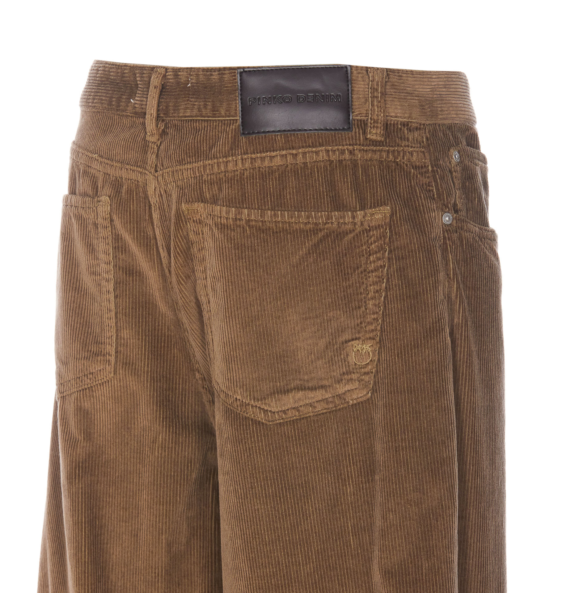 Pinko 'wendy' Brown Five-pocket Pants In Courduroy Woman In Green