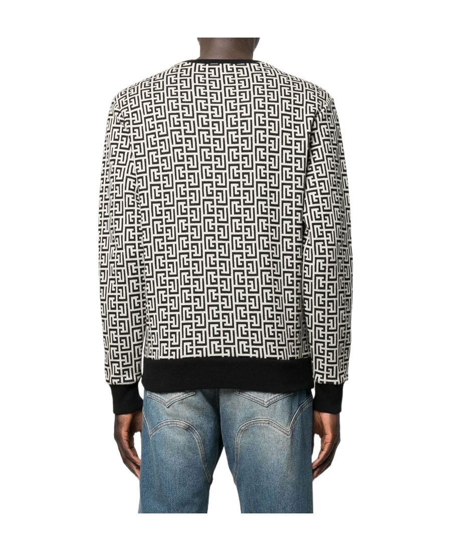 Balmain Monogram Pattern Jumper In Black