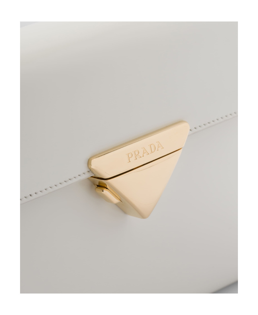 Prada Triangle-logo Leather Shoulder Bag In White