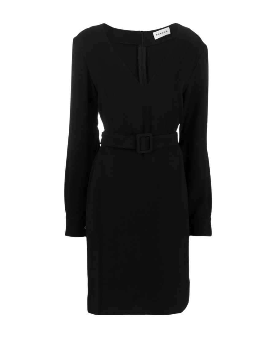P.a.r.o.s.h Belted V-neck Above-knee Minidress In Black
