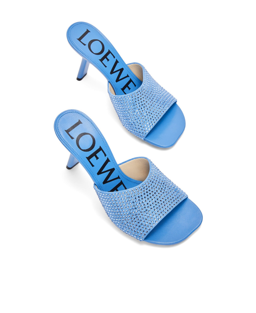 Loewe Petal Strassed 90 Mule In Blue
