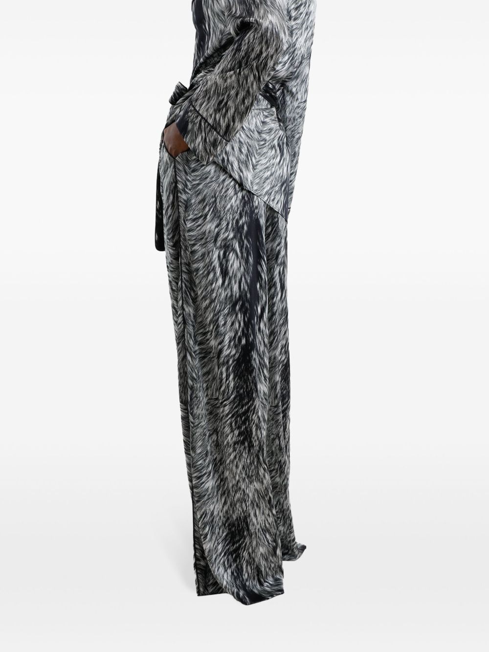Dolce & Gabbana Silk Satin Pajama Pants With Fur Print