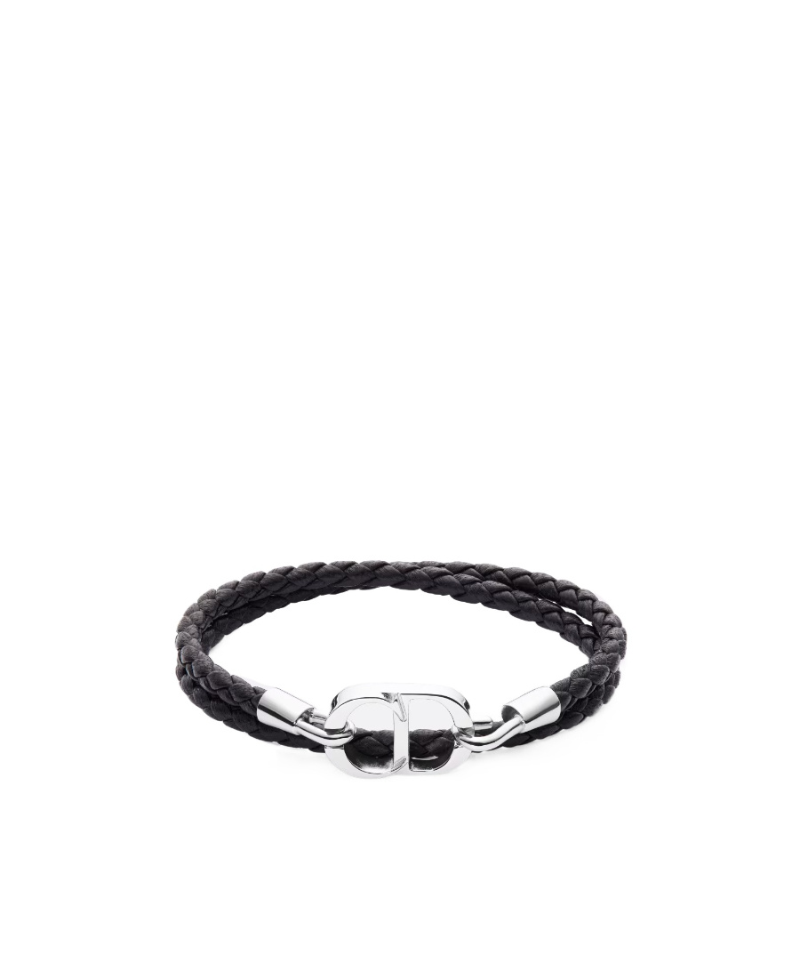 Dior Cd Icon Braided Bracelet In Black