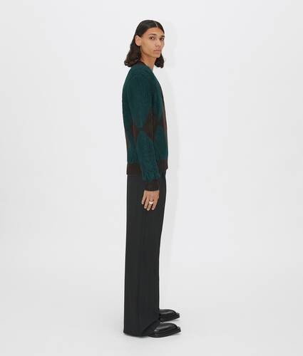 Bottega Veneta Coated Argyle-knit Jumper In Black