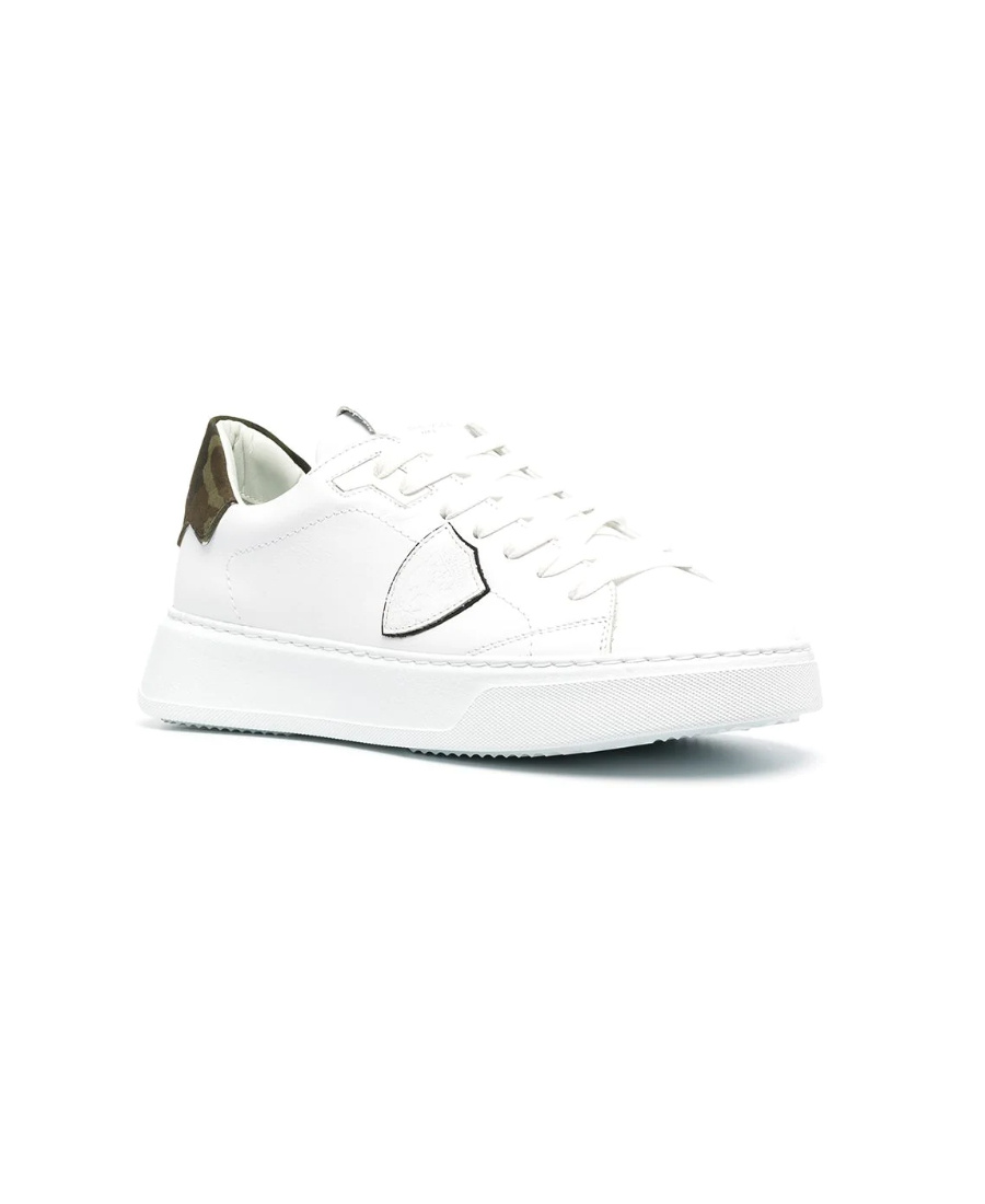 Philippe Model Tres Temple Low In Black And White Leather In White