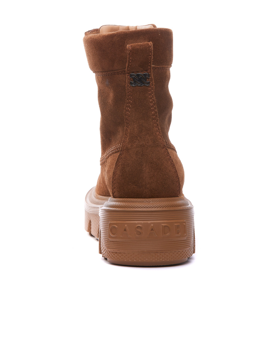 Casadei Round Head Thick-soled Short Boots In Brown