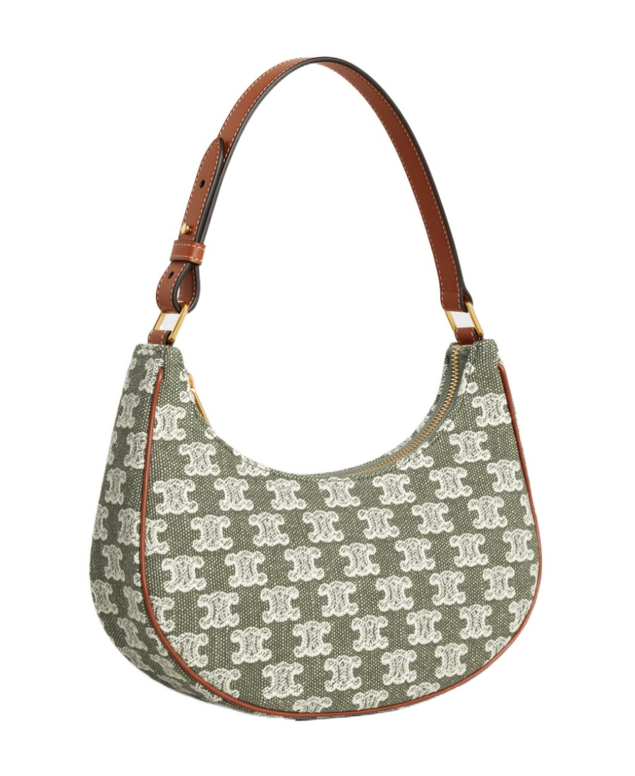 Celine Ava Triomphe Embroidered Fabric Handbag In Multicolor