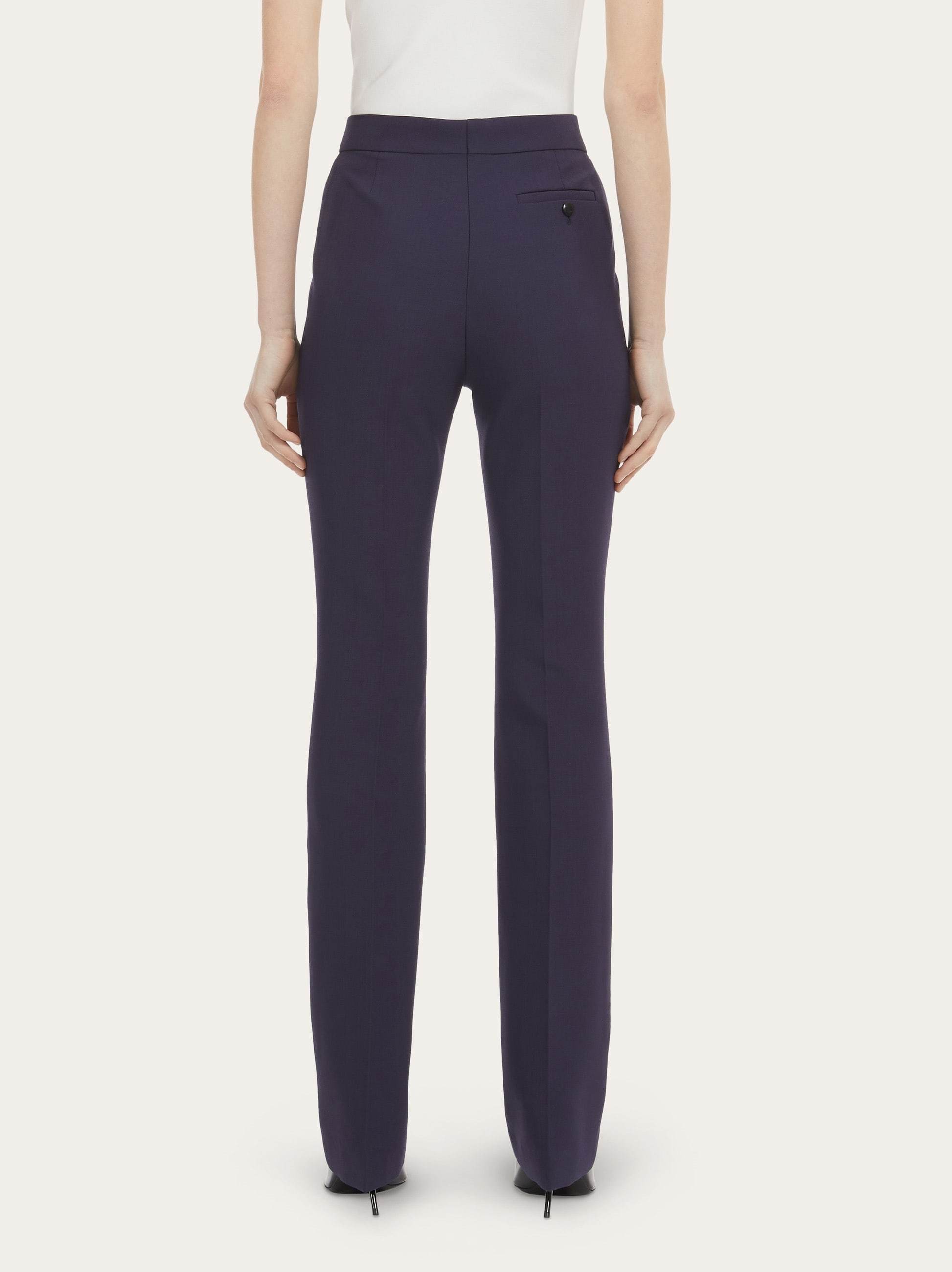 Ferragamo Front Pleated Wool Casual Pants In Black