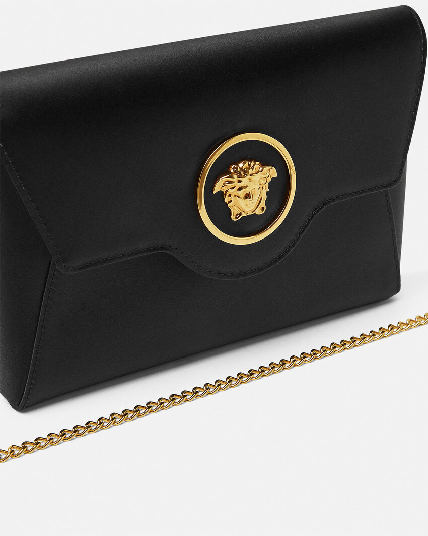 Versace La Medusa Envelope Clutch Bag In Black