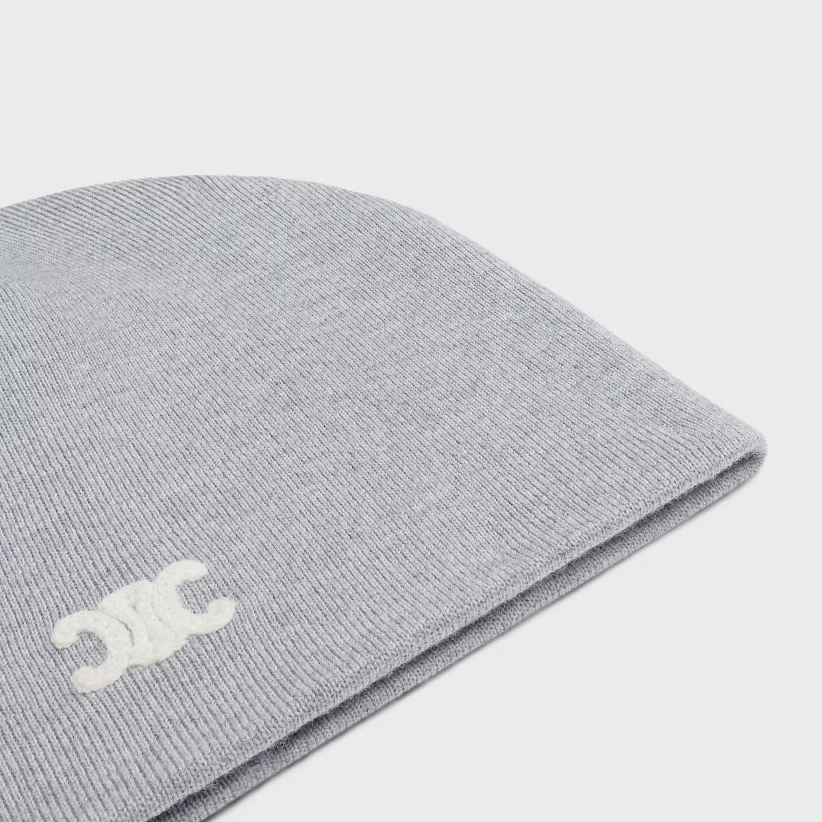 Celine Triomphe Beanie In Wool In Gray