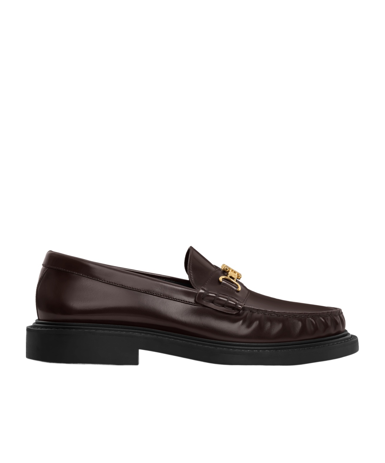Celine Université Triomphe Chain Loaffer In Polished Bull In Black