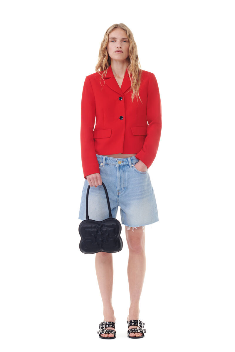 Ganni Raw-cut Denim Shorts In Blue