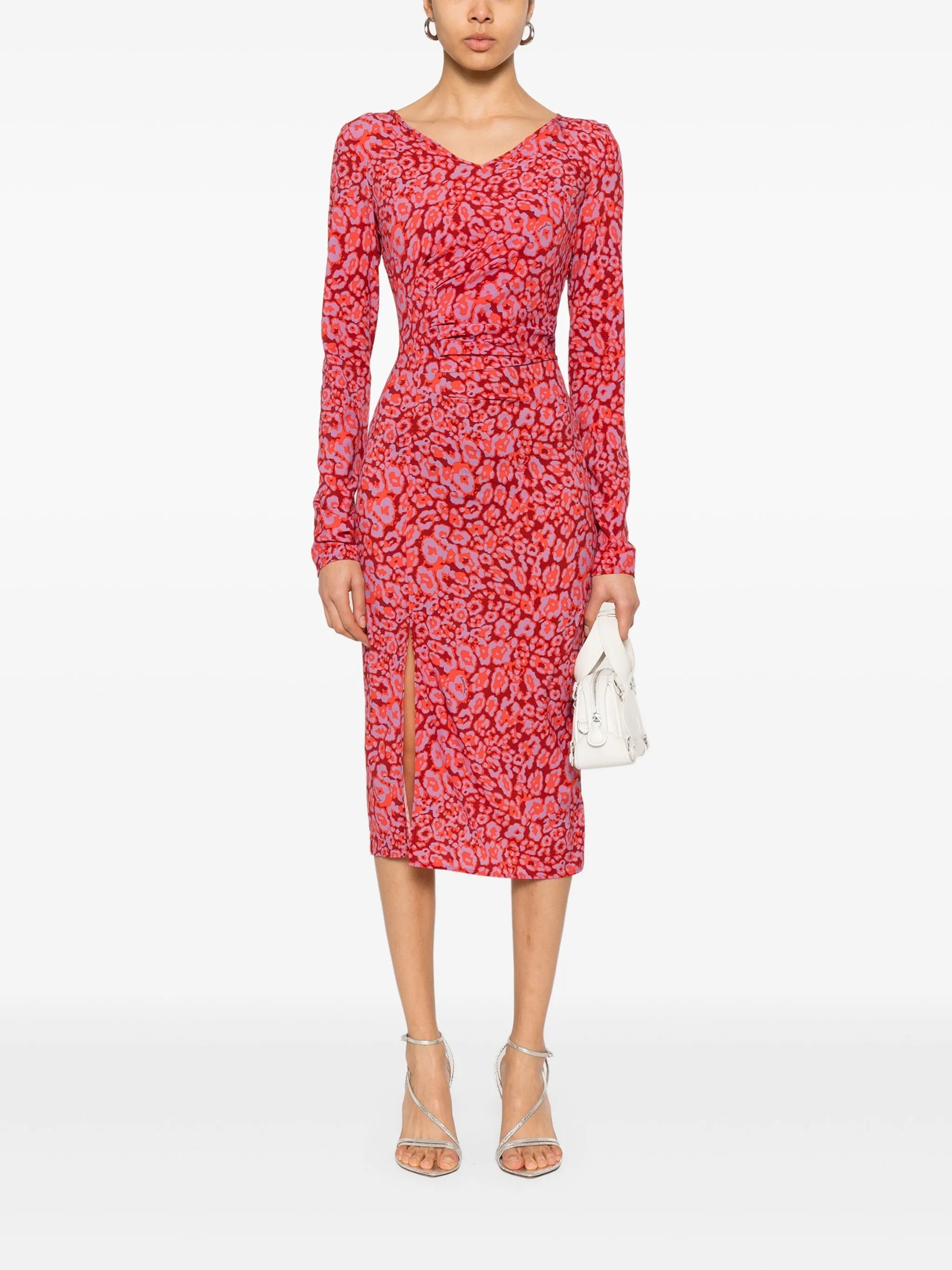 Patrizia Pepe Printed Midi Dress In Pink