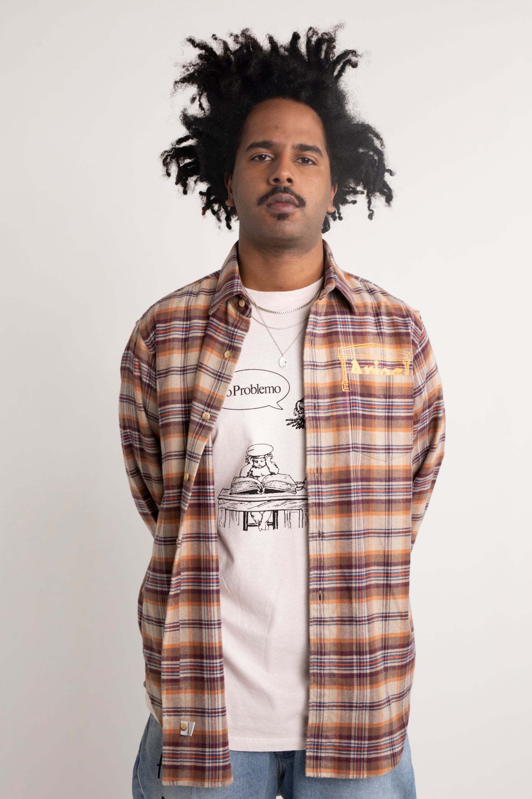 Aries Plaid-check Flannel Shirt In Brown