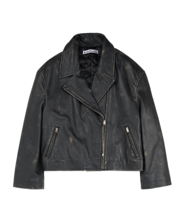 Acne Studios Logo Embossed Lilket Biker Jacket In Black