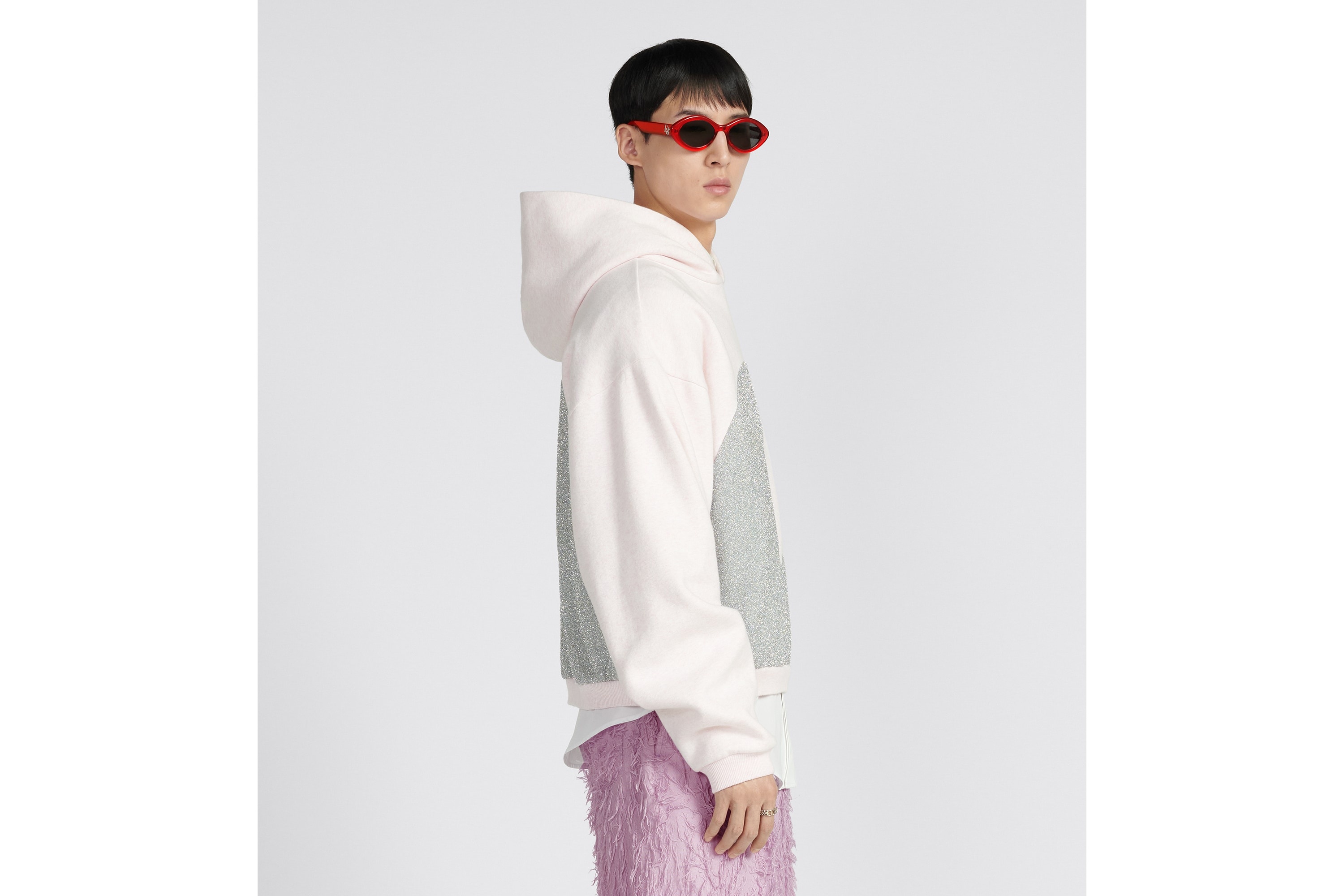 Dior Erl Hoodie With Contrasting Lurex Detail In Gray