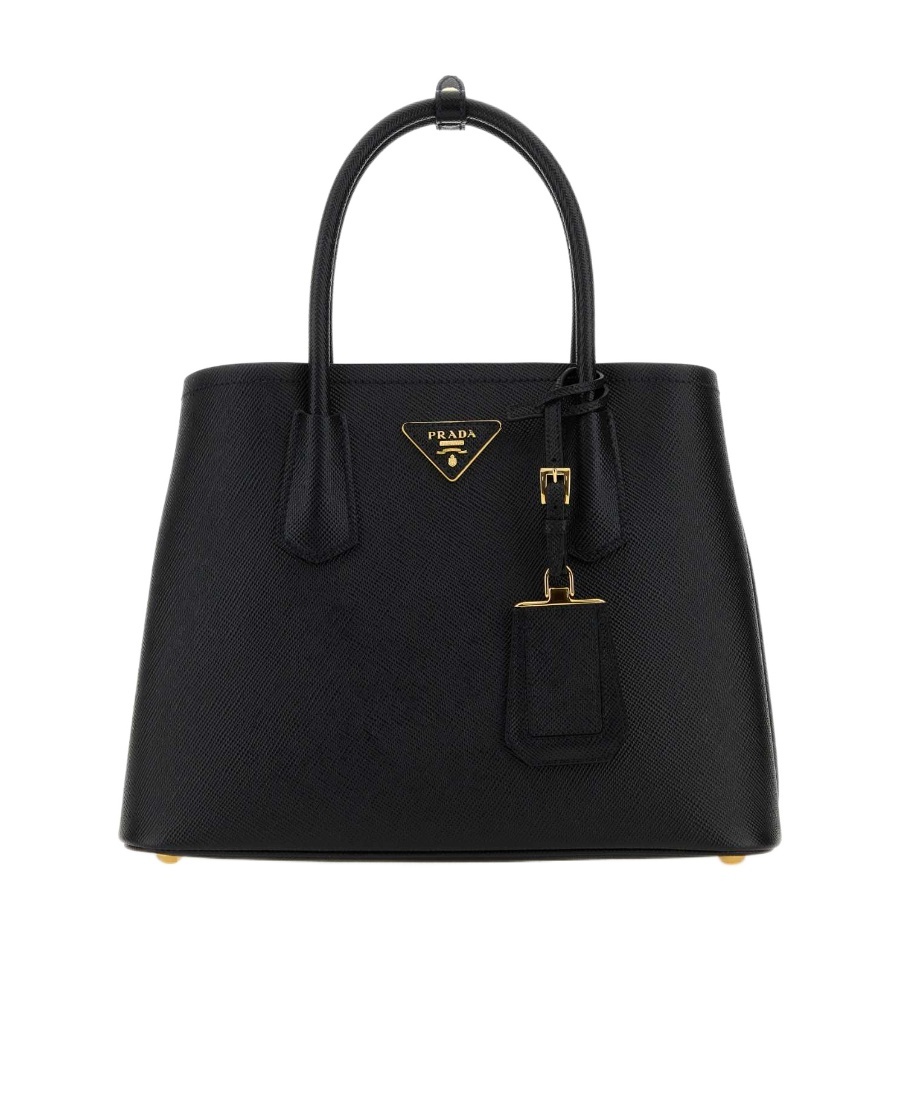 Shop Prada Logo Handbag In Black