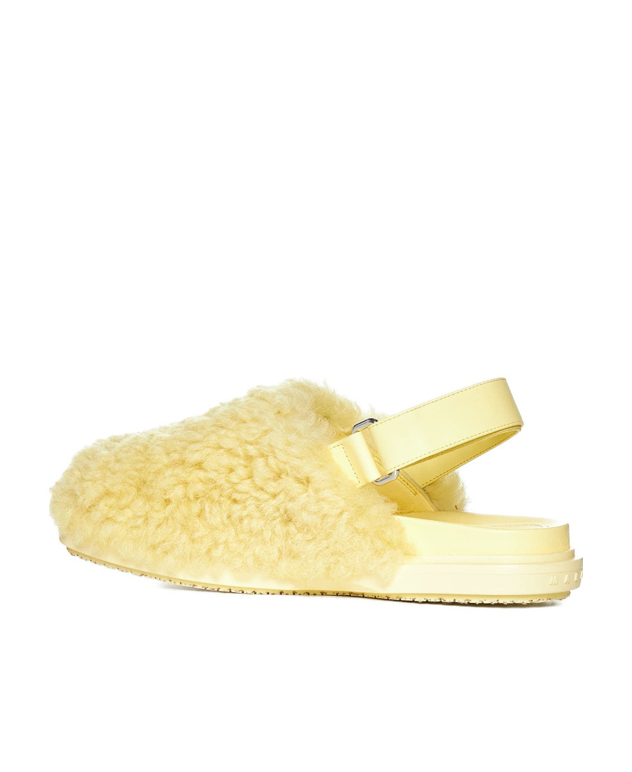 Marni Light Yellow Shearling Sabot In Yellow
