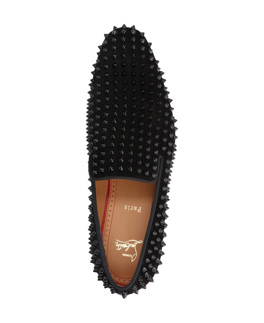 Christian Louboutin Dandelion Grosgrain-trimmed Studded Knitted Loafers In Black