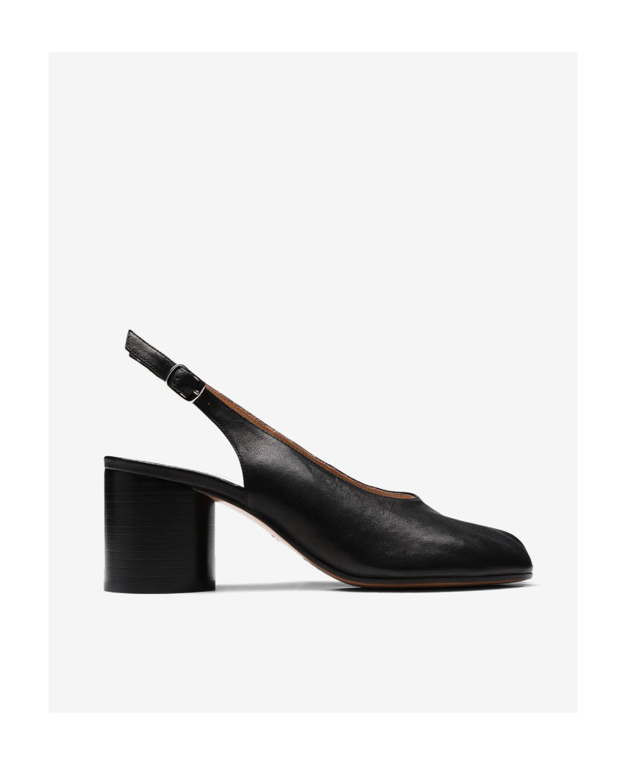 Maison Margiela Black Tabi Leather Slingback Heels In T8013 Black