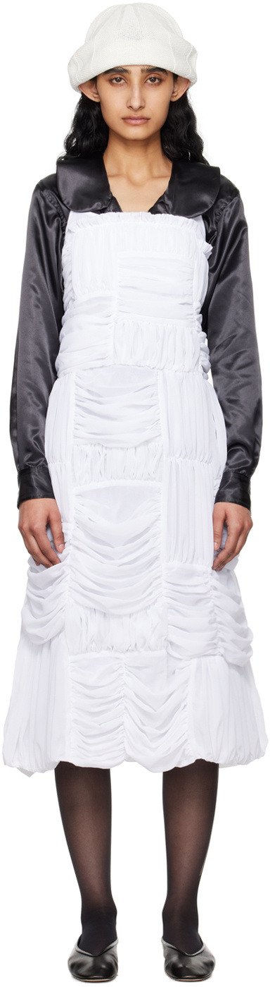 Comme Des Garçons Pleated Mid-length Dress In White