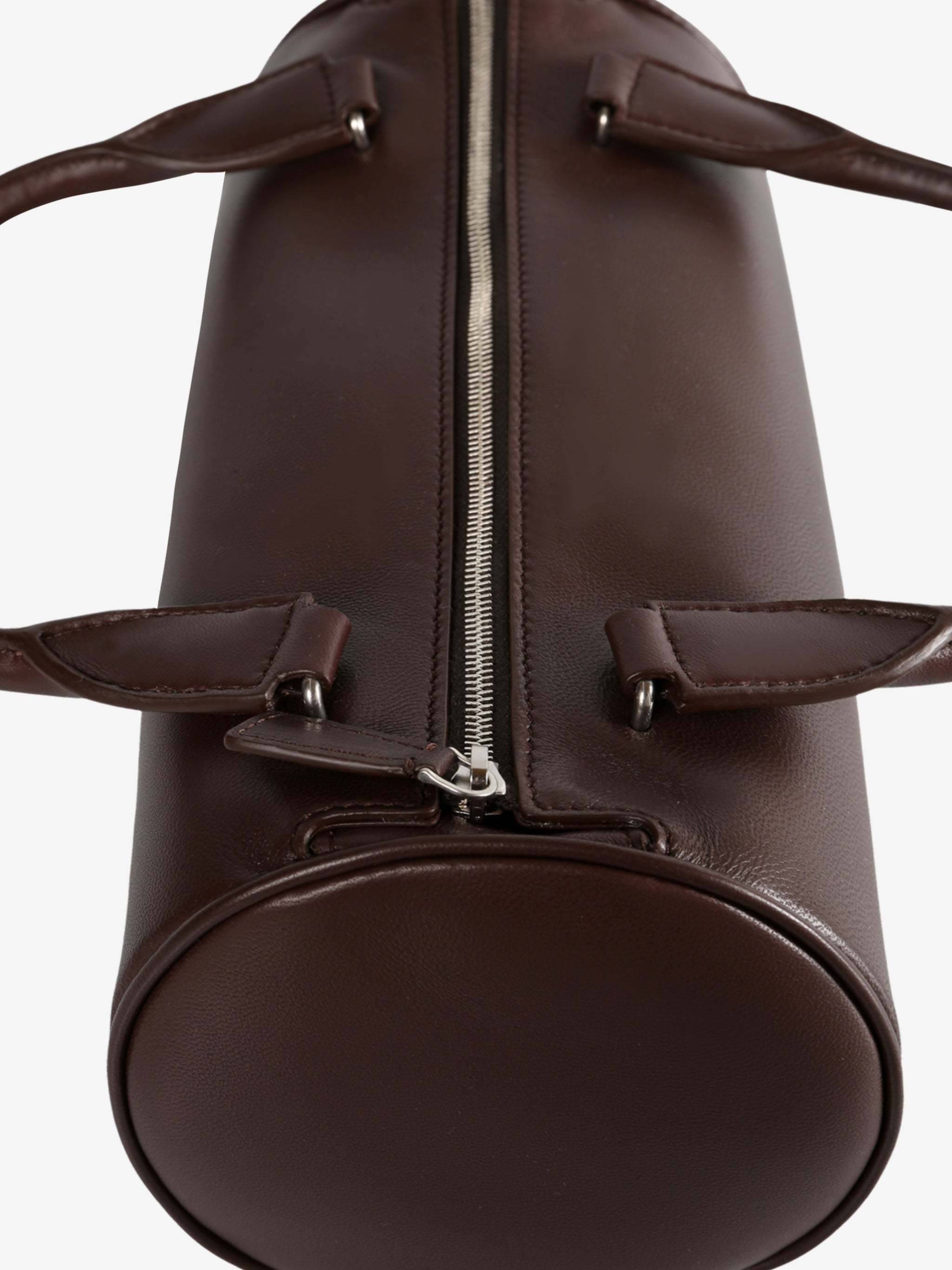 The Row Edith Cylindrical Leather Tote Bag In Brown