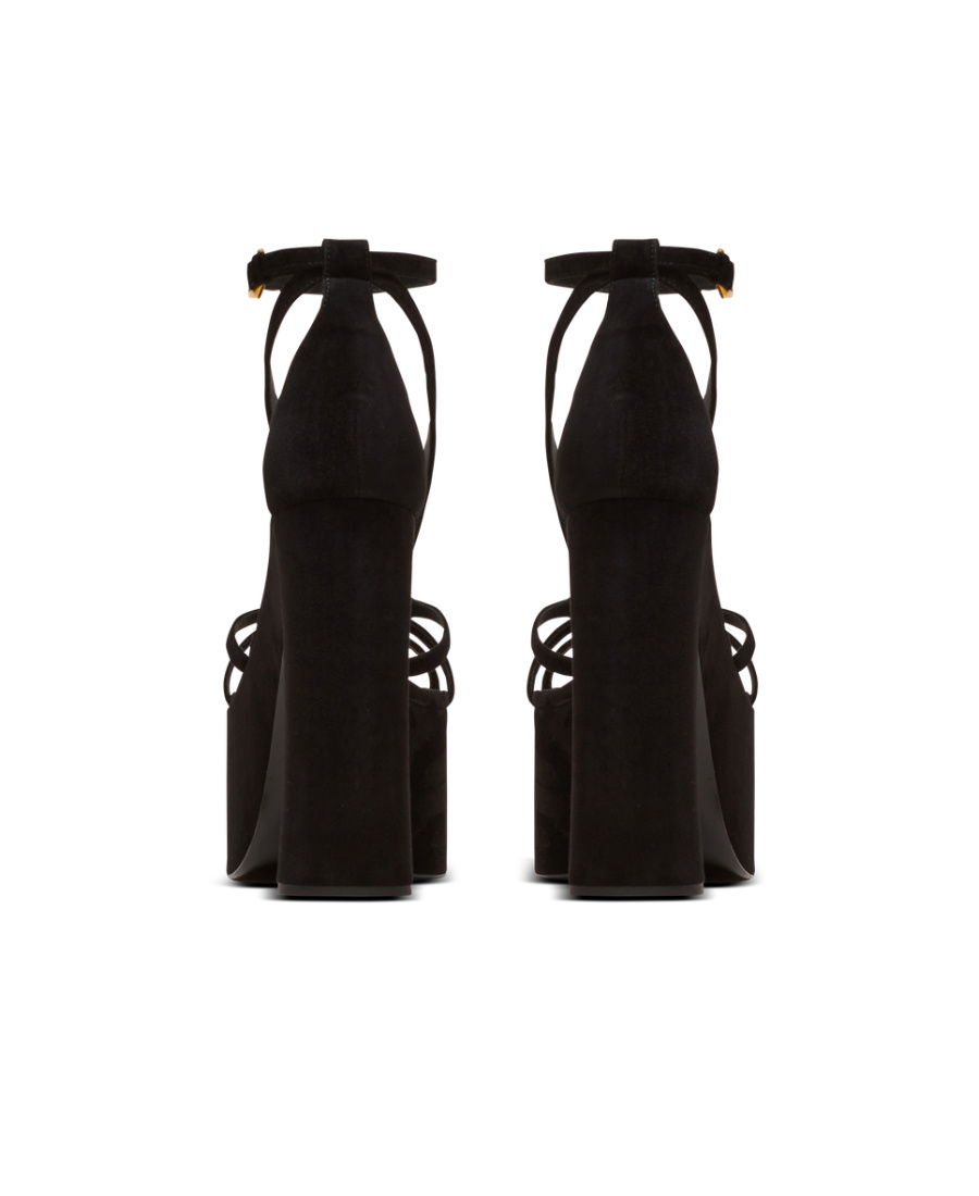 BALMAIN CAM SUEDE PLATFORM SANDALS