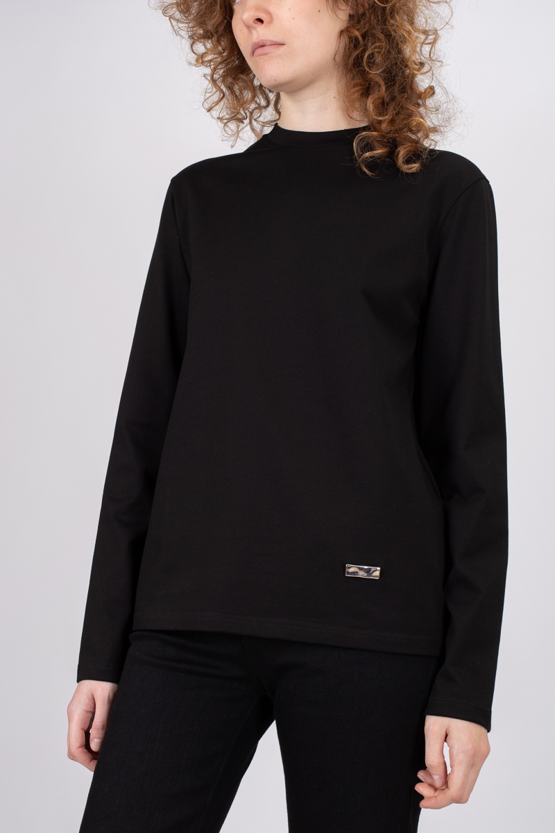Jil Sander Round-neck Long-sleeve Knitted Top In Black