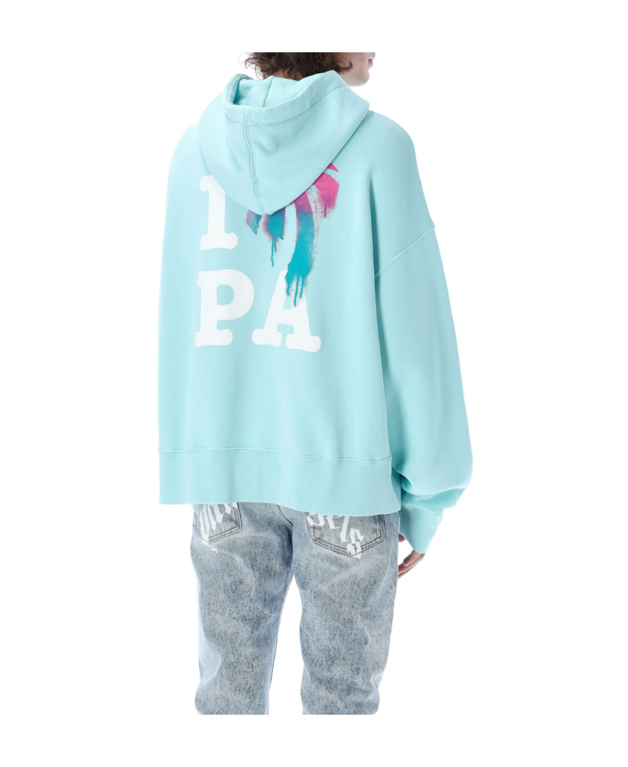 Palm Angels I Love Pa Print Hoodie In Blue