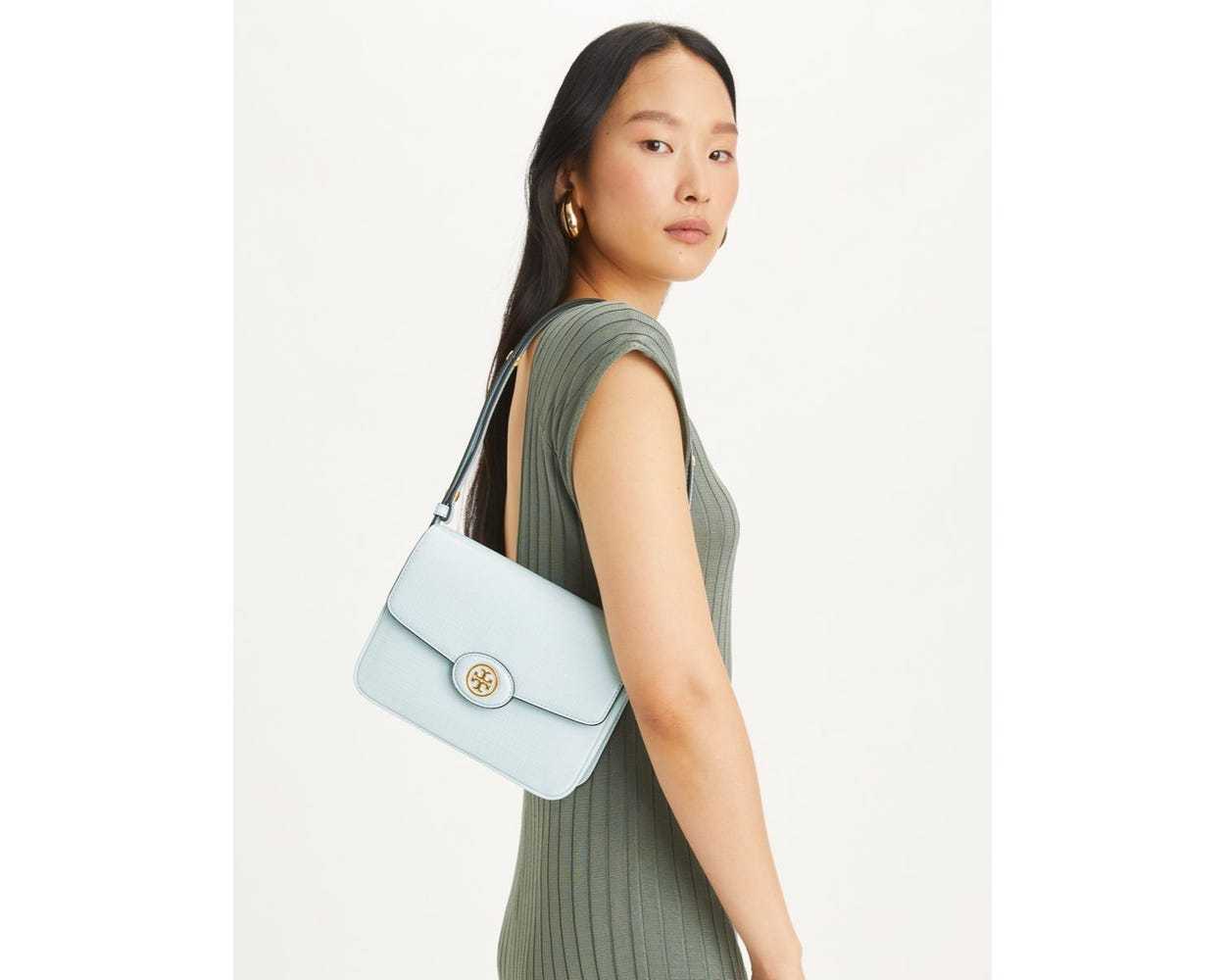 Tory Burch Robinson Crosshatched Crossbody Bags In White