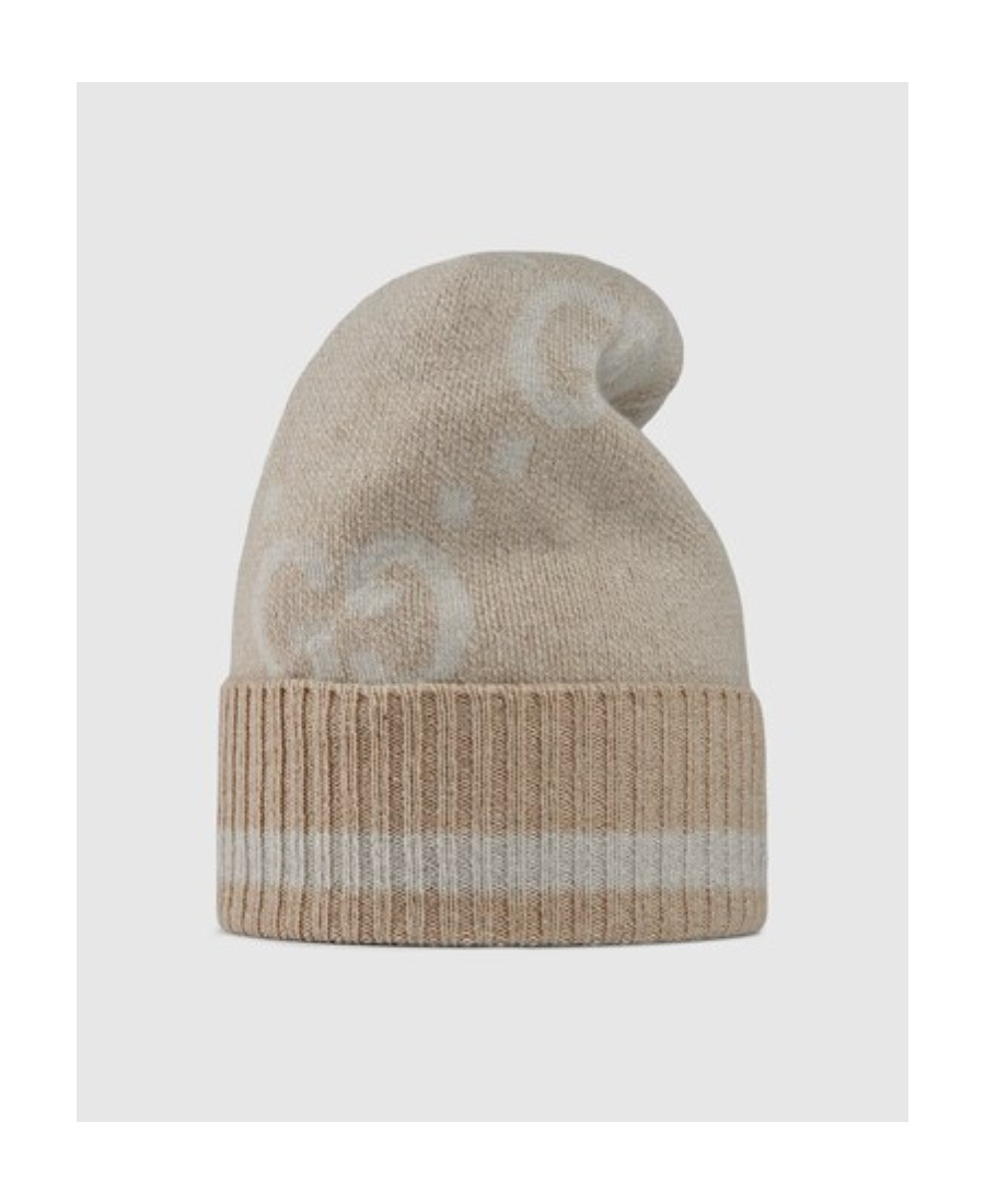 Gucci Gg Damier-jacquard Cashmere Beanie In Nude